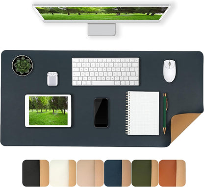 Desk Pad Mat Dual-Sided Natural Cork and PU Leather Non-Slip Water-Resistant Desk Matt for Desktop