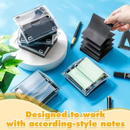 4 Pcs Pop up Sticky Notes Dispenser Sticky Note Holder Black Base Clear Top for 3 x 3 Inches Pad Holder for Acrylic Memo Organizer Fits Reminder School Office Home Store
