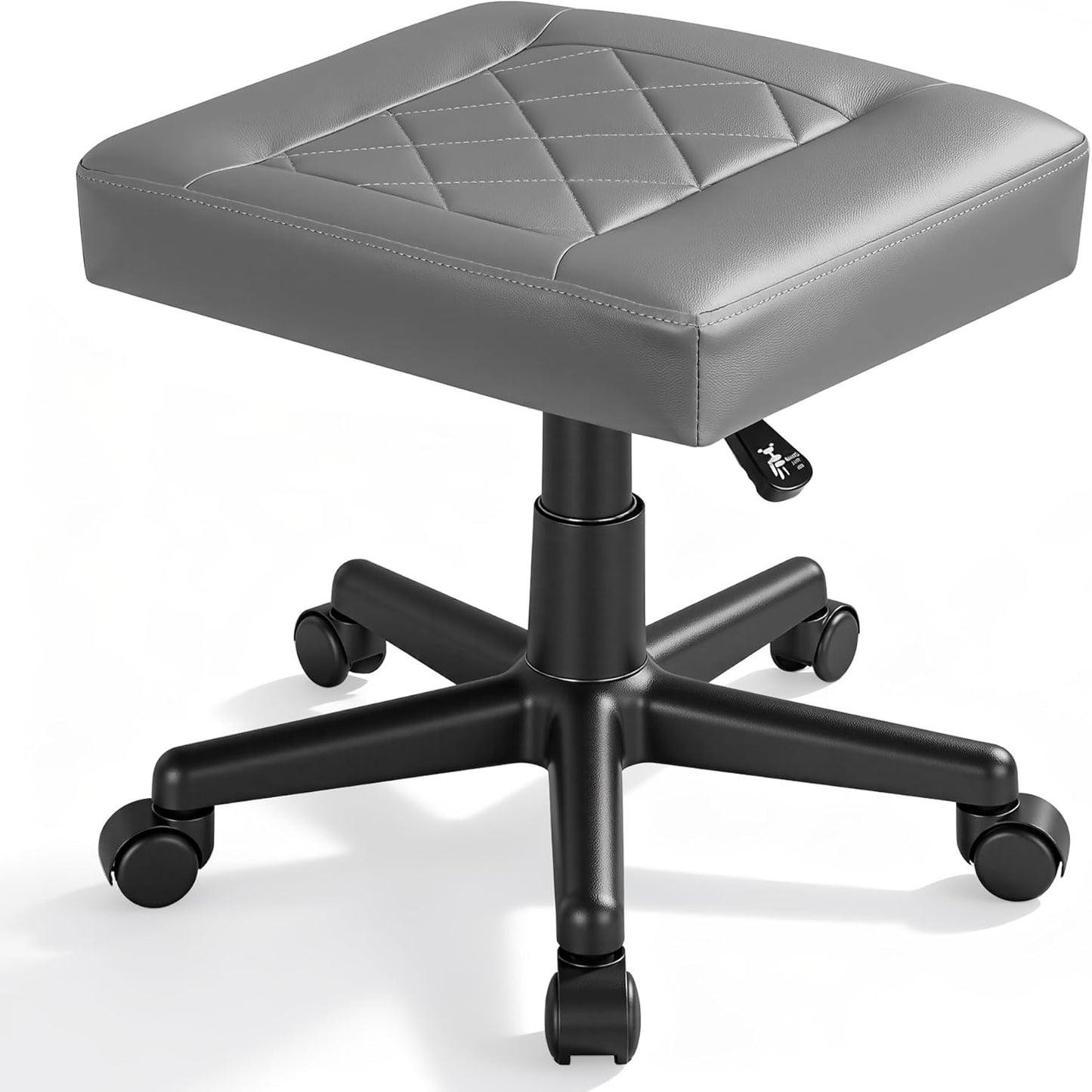VECELO Under Desk Footrest, PU Ergonomic Foot Rest with Wheels, Comfort Padding, Height Adjustable for Relieving Leg Pain, Stiffness, Black