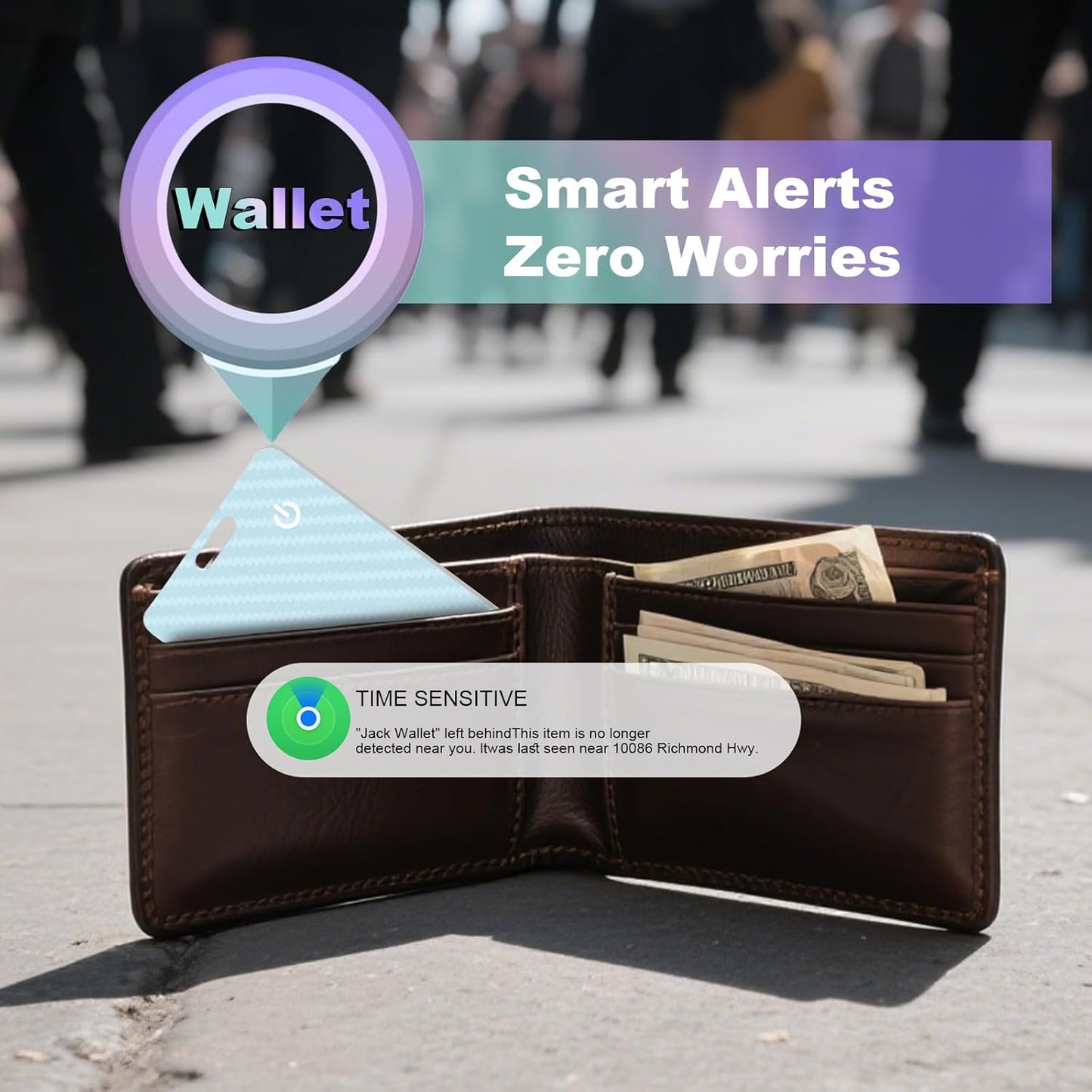 Wallet Tracker Card, Slim Rechargeable Bluetooth Item Locator, Smart Finder Compatible with Apple Find My for Wallet, Luggage, Passport, IP68 Waterproof (iOS Only) (Carbon Fiber Black)