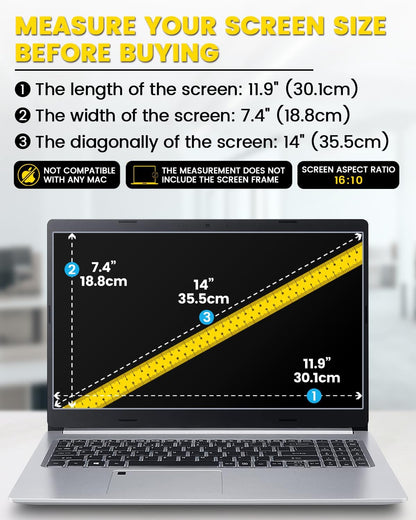 F FORITO 16 Inch 16:10 360° Laptop Privacy Screen Protector, Anti Peeping and Anti Glare Laptop Privacy Shield, Reduce Eye Strain & Eye Protection