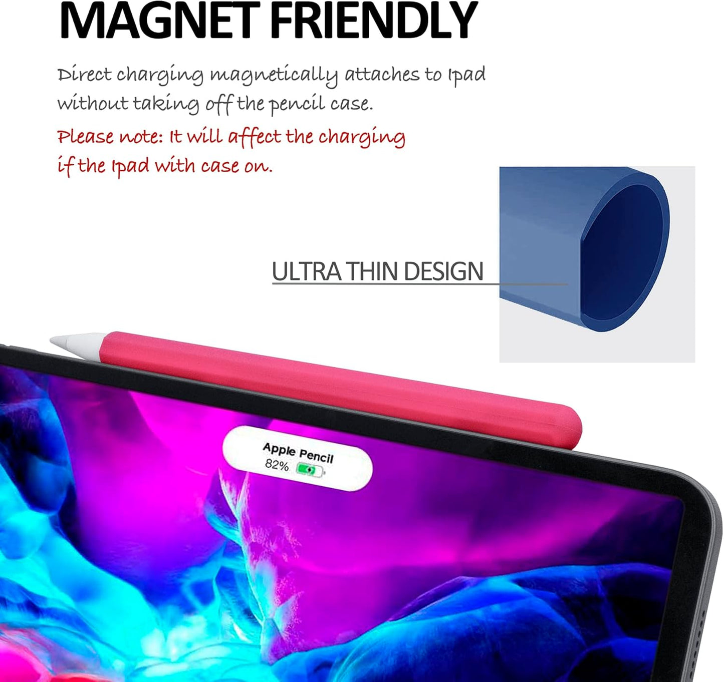 KELIFANG Silicone Case for Apple Pencil Pro 2024 & Apple Pencil 2nd Generation, Cute Pink Protective Skin Sleeve Cover Holder Grip and Tip Cap Accessories Compatible with iPad Pro 11 12.9 13 Inch