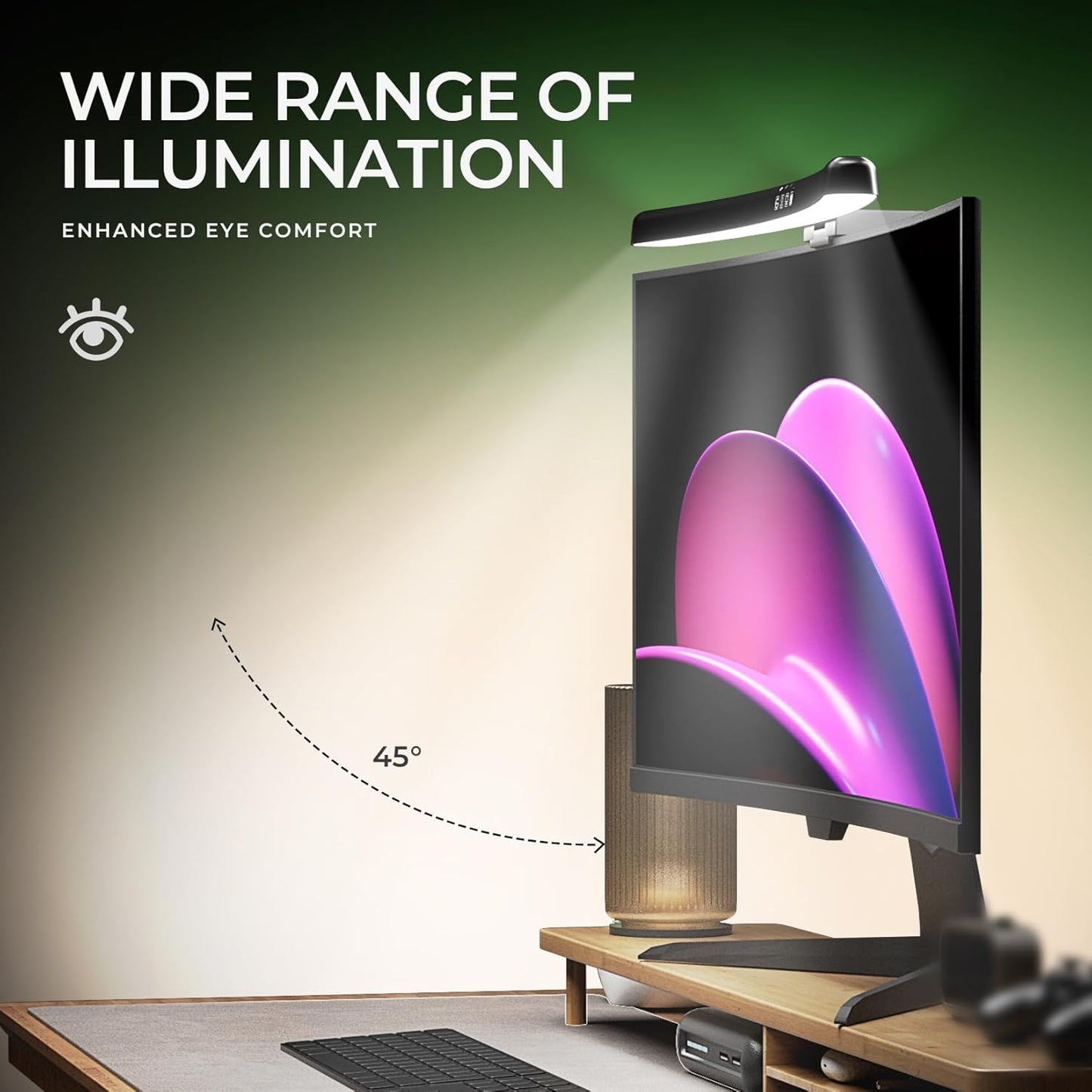 Monitor Light Bar Curved, RGB Backlight, Computer Screen Lamp for Eye Care, Dual Light Mode with Touch Control Timed, Gaming Accessory, Radius of Curvature 1500 mm