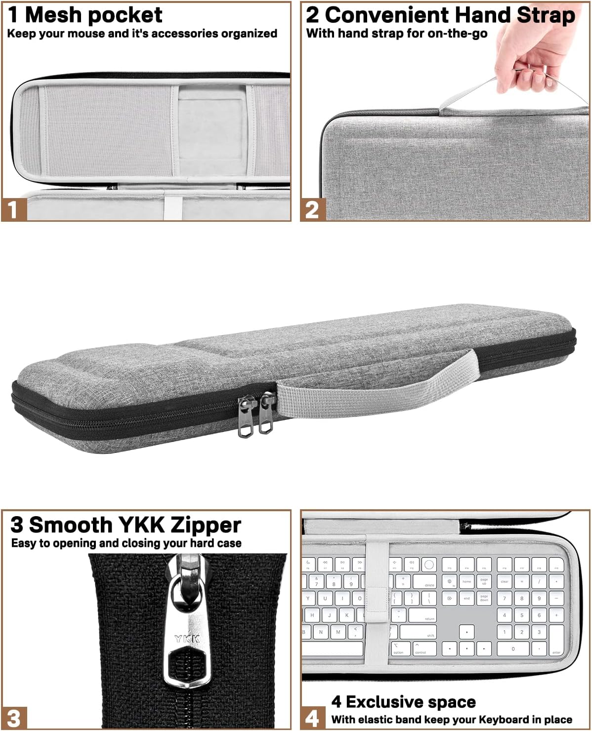 RAIACE Hard Storage Case Compatible with Apple Magic Keyboard + Magic Mouse. (Case Only) - Black