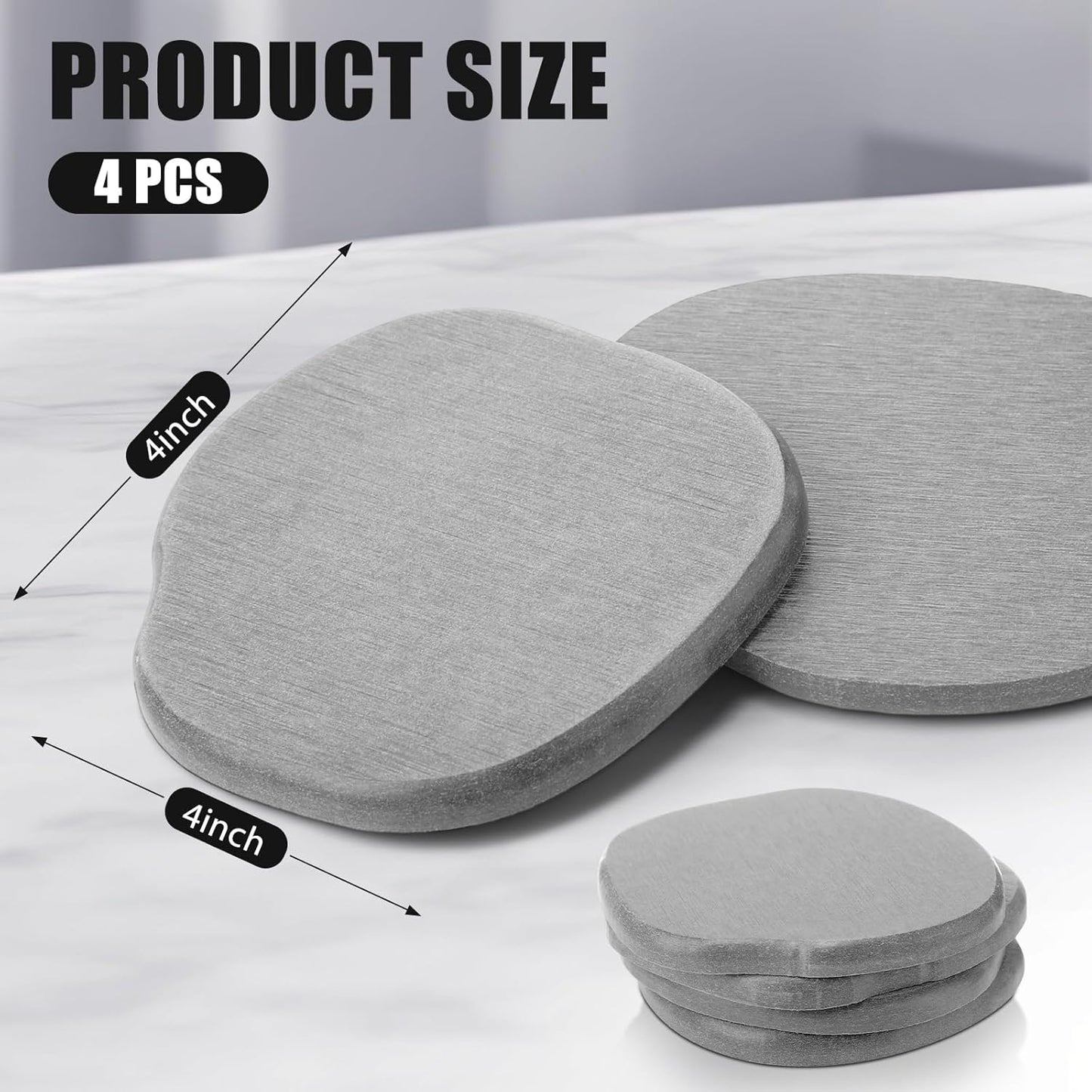 Diatomaceous Earth Coasters Set of 4，Cool Absorbent Quick-Dry Drink Coasters for Desks, Cute Modern Stone Design with Stylish White Aesthetic (4, White)