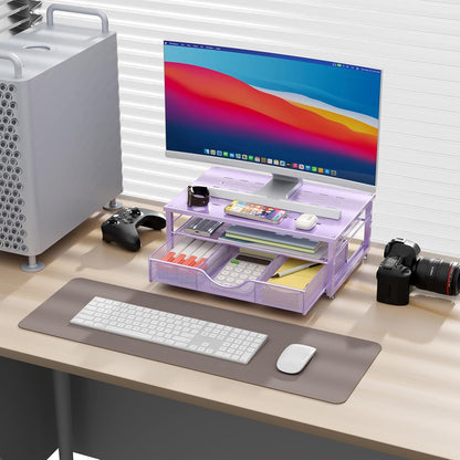 gianotter Computer Monitor Stand Riser, office organizer with Drawer, Office Organizers Storage for Classroom Office Supplies (Wood)