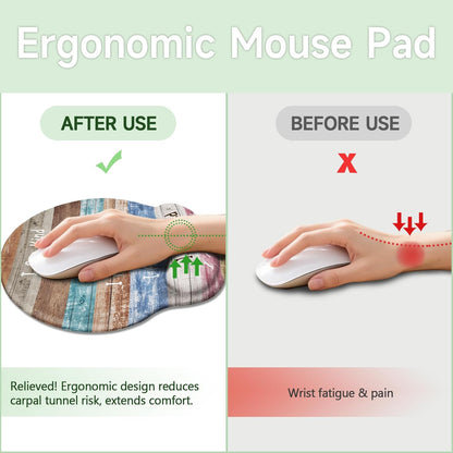 LIMKRIAN Cat Ergonomic Mouse Pad with Wrist Rest, Gaming Mouse Pad with Wrist Support, Funny Mouse Pads for Desk, Computer Mousepad with Non-Slip Pain Relief PU Base, Cute Office Desk Accessories