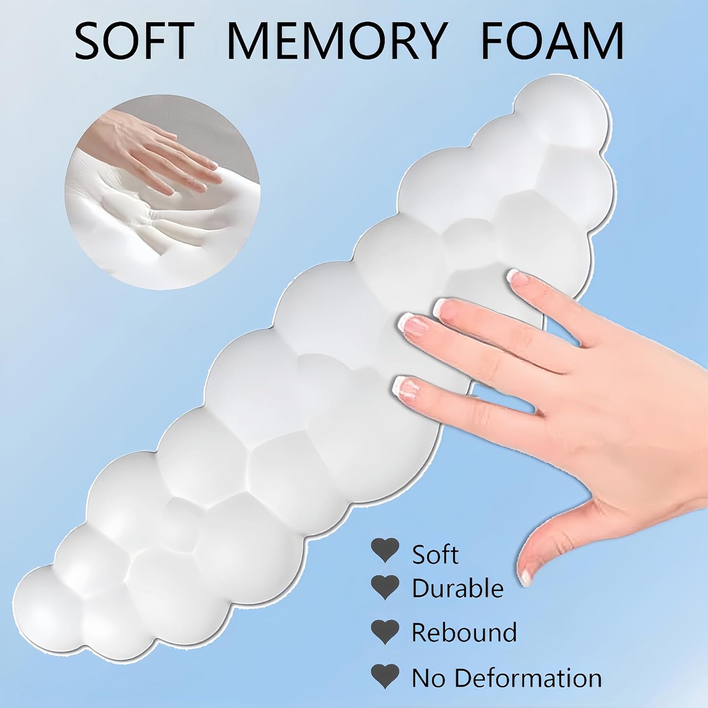 Cloud Keyboard Wrist Rest Dark Green Mouse Pad with Wrist Rest Ergonomic Wrist Pad Memory Foam Non-Slip Wrist Support for Computer Laptop Gaming Home Office Relief Typing Pain Green
