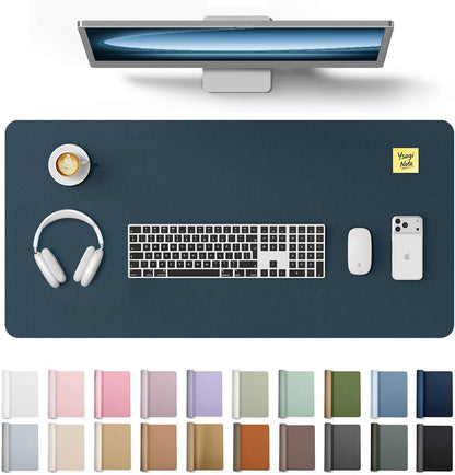 YSAGi Large Extended PU Leather Desk Pad Protector – Non-Slip Waterproof Desk Mat for Office & Home, Easy Clean Mouse Pad & Laptop Writing Blotter 35.4"x17" Black - Colors B