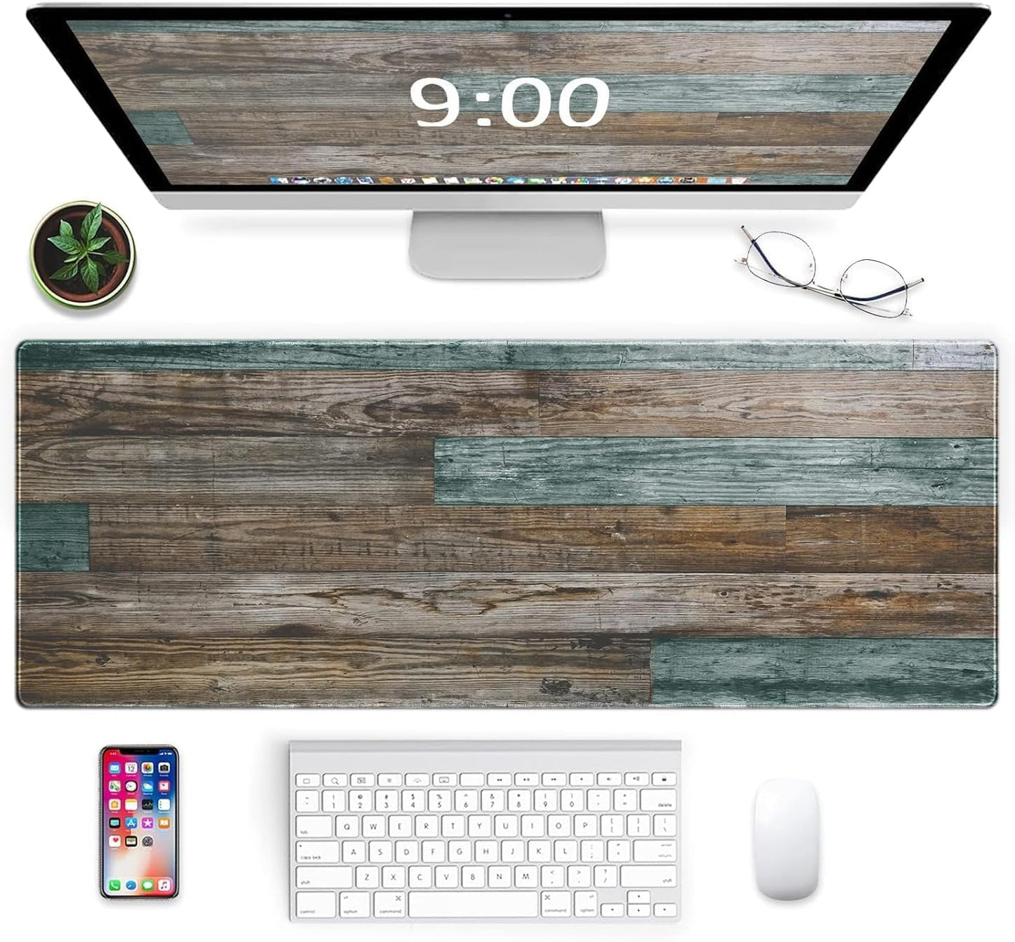 Galdas Mouse Pad For Gaming,Forest Background Pattern XXL XL Large Mouse Mat Long Extended MousePad Desk Mat Non-Slip Rubber Mice Pads Stitched Edges Thin (31.5 x 11.8 x 0.12 Inches) Tree