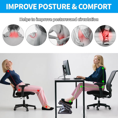Scalebeard Foot Rest for Under Desk at Work,Height Adjustable Infinite Angle Ergonomic Foldable Footrest for Office, Gaming,Computer, Removable Pad Desk Foot Stool with Massage Beads,for All Seasons