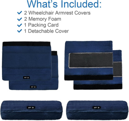 SPRING SEAON Wheelchair Armrest Covers 2 Pack Soft Memory Foam Wheelchair armrest Pads Wicking Washable for Office Transport Chair (Black)