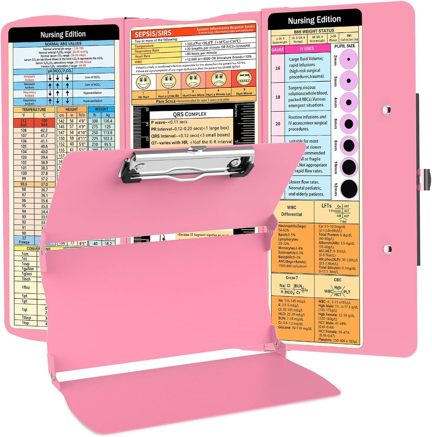 Nursing Clipboard Foldable Nurse Clipboards: Folding Medical Clipboard with Nursing Edition Cheat Sheets Pocket Size Foldable Clipboards for Nurses Clinical Clip Board for Students Doctors Green