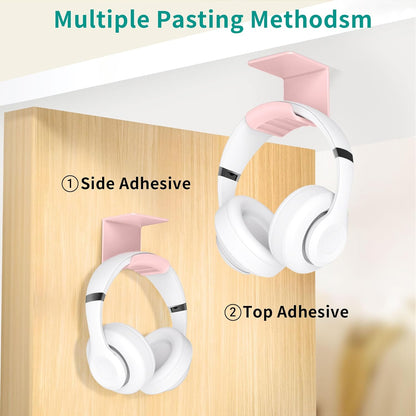 HomeMount Under Desk Headphone Hook - Adhesive Headphone Stand Hanger for Desk - White
