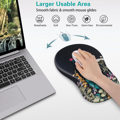 Mouse Wrist Rest, Canjoy 2 Pack Memory Foam Soft Fabric Mouse Wrist Rest Pad Support Cushion with Anti-Skid Rubber Base,Ergonomic Pain Relief Mouse Hand Rest (Black)