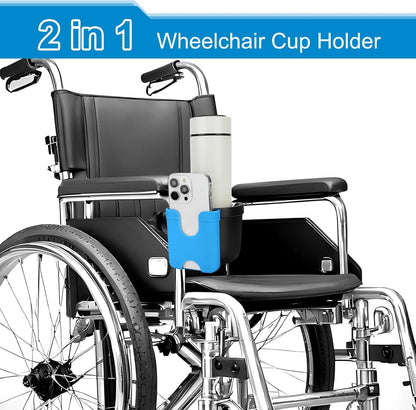 Accmor 2-in-1 Walker Cup Holder with Phone Holder, Wheelchair Cup Holder, Rollator Cup Holder, Cup Phone Holder for Walker, Wheelchair, Rollator, Mobility Scooter