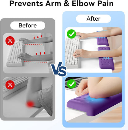Sushret L-Shaped Desk Elbow Pad for Desk, 2-Pack Memory Foam Elbow Rest for Desk Edge Cushion, Non-Slip Ergonomic Arm Rest for Wrist, Palm & Forearm Support, Office Home, Separate Design, Black