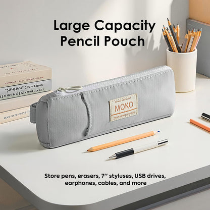 MoKo Pen Holder for Notebook, Pencil Pouch with Adjustable Elastic Band, Slim Portable Zipper Pen Pouch Holder for Planners, Journals, Book, Pink