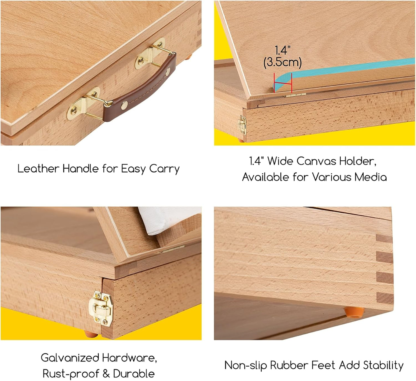 MEEDEN Table Sketch Box Easel -Portable Solid Beech Tabletop Wood Easel Drawing & Sketching Board with Storage Drawer & Palette for Beginner Artist, Art Students & Kids, Canvas up to 11" × 14"