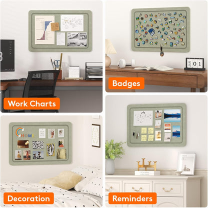 Lifewit Cork Board Alternative,22.4"x 14.8" Bulletin Board with Self-Adhesive,Foldable Decorative Felt Pin Board Vision Board Message Board with 20 Pushpins for Office Wall Decor, Room Decor, Oatmeal