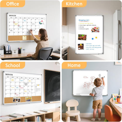 Weekly Calendar Dry Erase Whiteboard for Wall, 24"x18" Magnetic Weekly Planner White Board, Double Sided Hanging Daily Planning Board for Home, Office, School, Kitchen