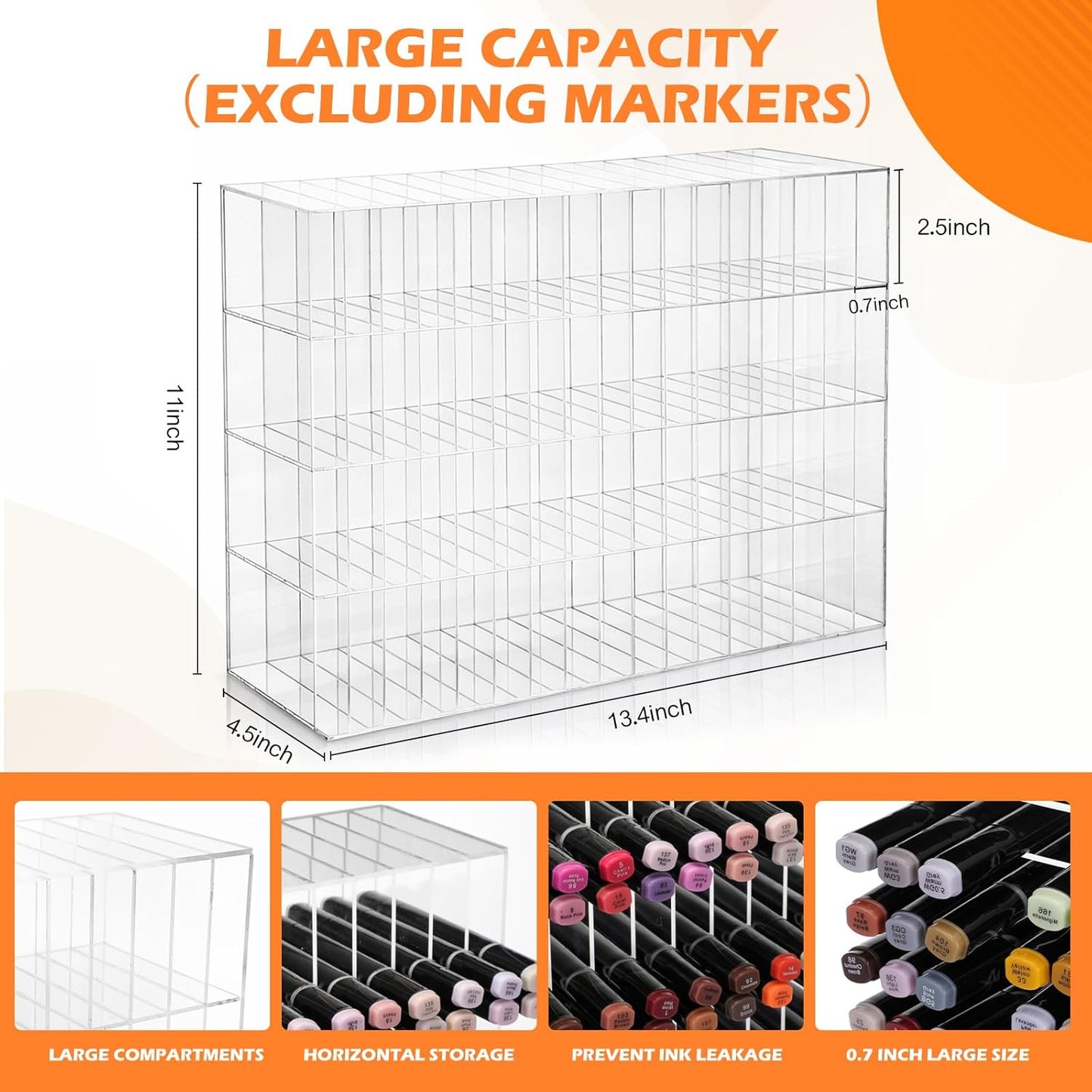 Colingmill Acrylic Marker Organizer for 480 Markers, Extra Large Art Marker Storage Rack for Desk, Durable Pencil Holder Desk Storage for Artists Teachers Students Office Birthday Gifts(Large)