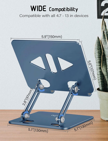 Aoviho Tablet Stand Holder for Desk, Adjustable Aluminum Desk Accessories, Stable Desktop Stand for Office Home,Compatible with iPad Pro Air Mini, Samsung Tablets, Rose Gold