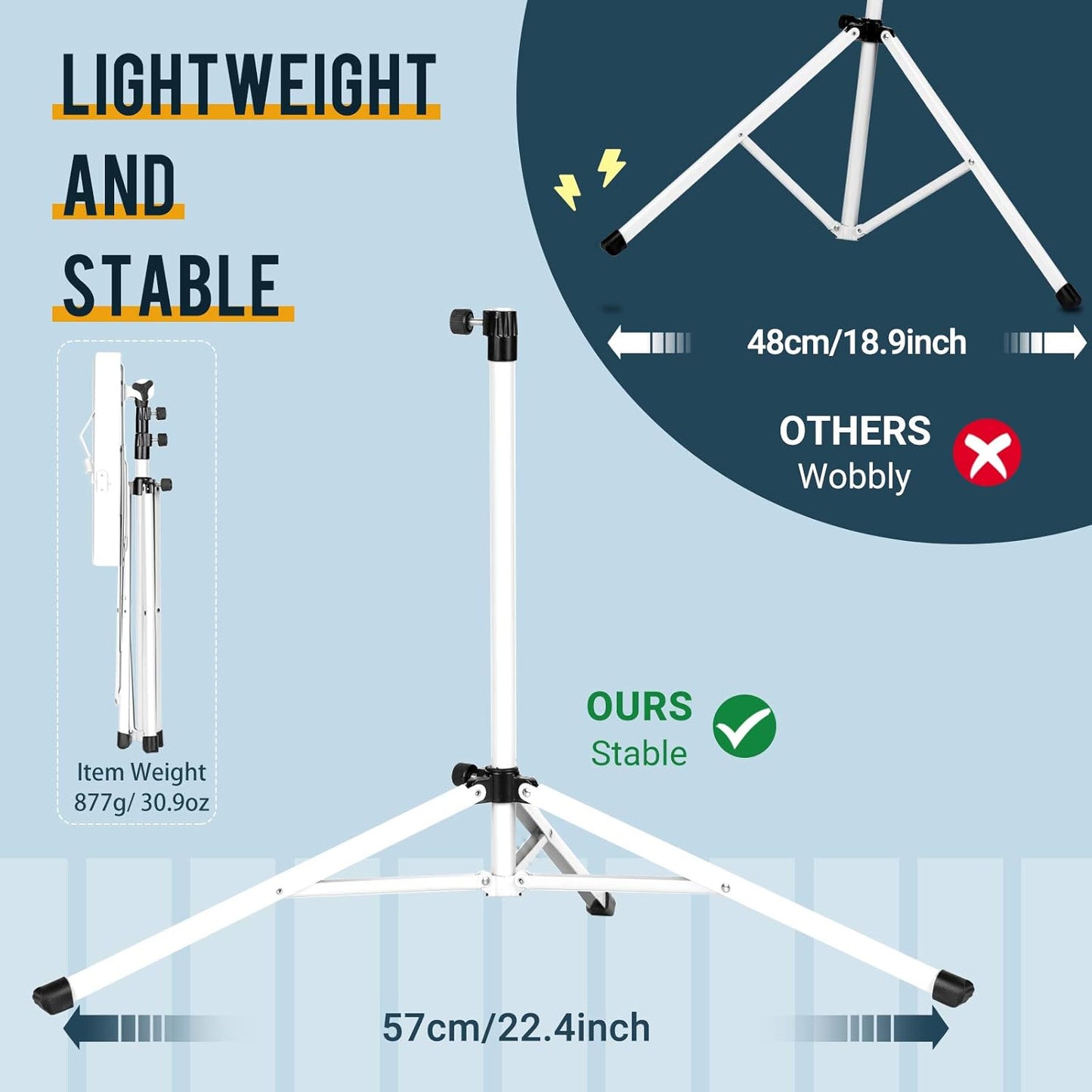 CAHAYA Portable Sheet Music Stand: Dual Use Desktop Book Holder Folding Lightweight Extra Stable Reinforced with Carrying Bag and Clip for Students Musicians Height Adjustable up to 54.3" CMS0204
