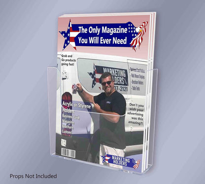 Marketing Holders 6 Pack Suction Cup Brochure Holder Holds 7.5 Inch Wide Literature or Brochures Window or Glass Wall Mount Display Indoor Graphic Images Amenity Flyers or Reference Sheet Racks