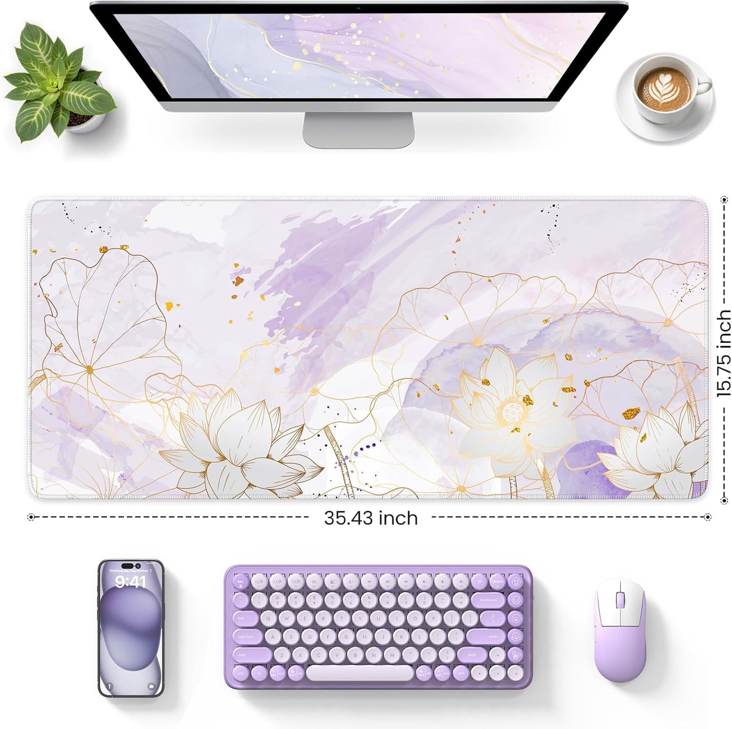 iCasso Desk Cover Mat, Office Mouse Pad, Desk Protector Mat, Extra Large Matt for Desktop,Anti-Slip XXL Big Mousepad with Stitched Edges for Computer Keyboard Retro Black - Colors A