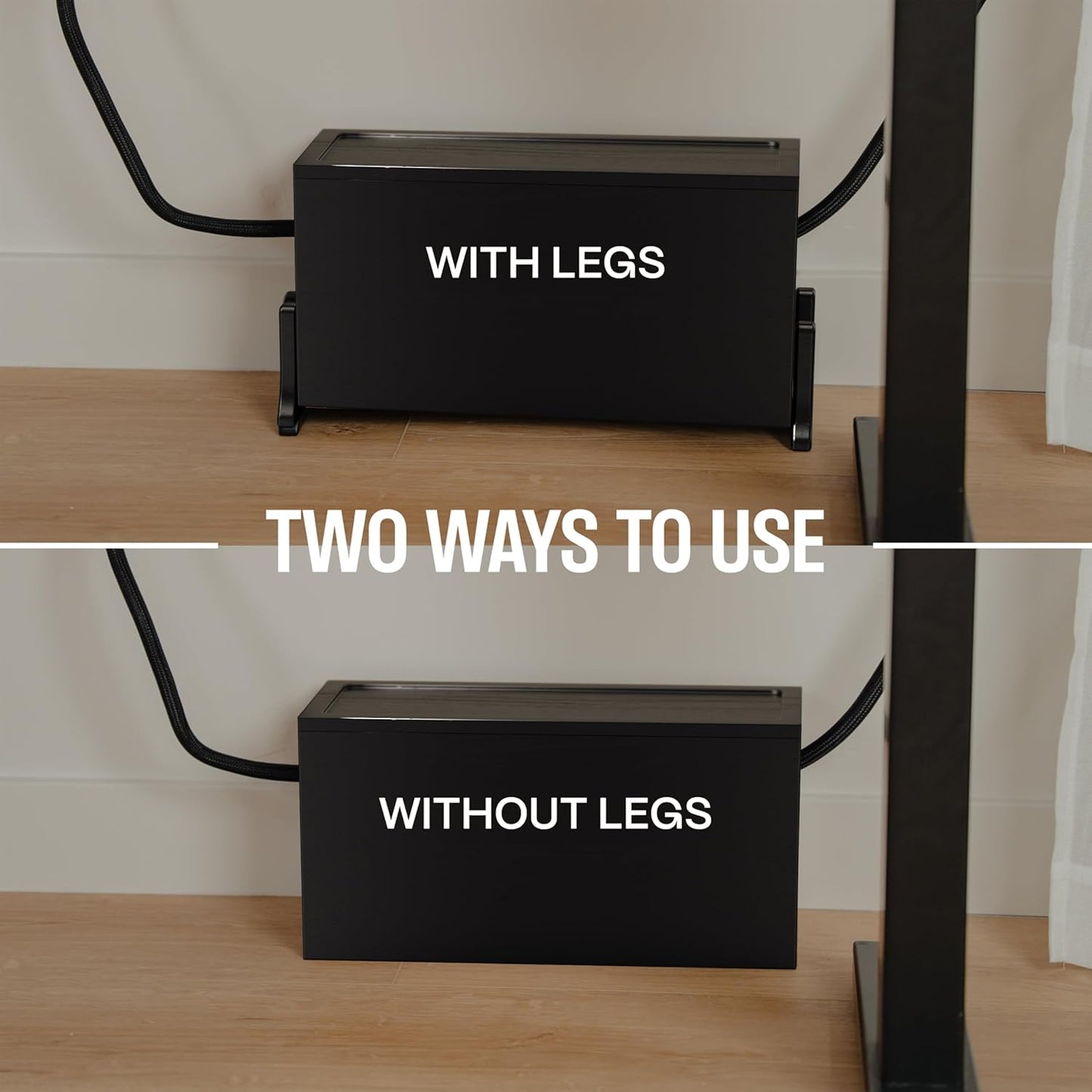 Extra Large Cable Management Box, Wood Cord Hider Box & Organizer for Power Strip, TV Wires & Desk Cable Storage