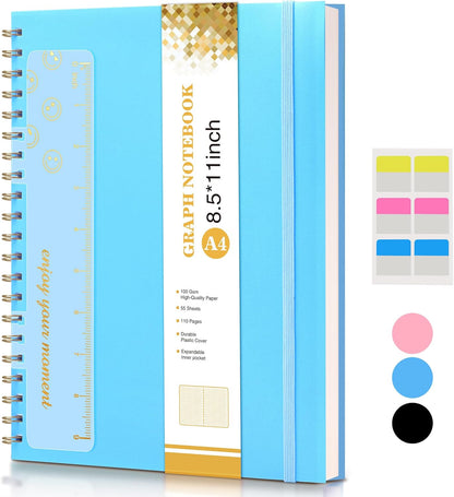 Dotted Notebook, Spiral Notebook Journal 8.5” x 11”, A4 Large Dot Grid Notebooks for Women Men, 100 GSM Dotted Paper, Plastic Hardcover Spiral Bullet Journals for Work School Sketching, Green