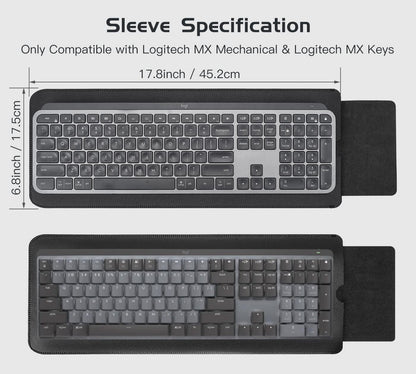 Protective Keyboard Sleeve Case for Logitech MX Keys Mini Minimalist & MX Mechanical Mini Wireless Illuminated Keyboard, Logitech MX Mini PU Sleeve Bag Case, Black
