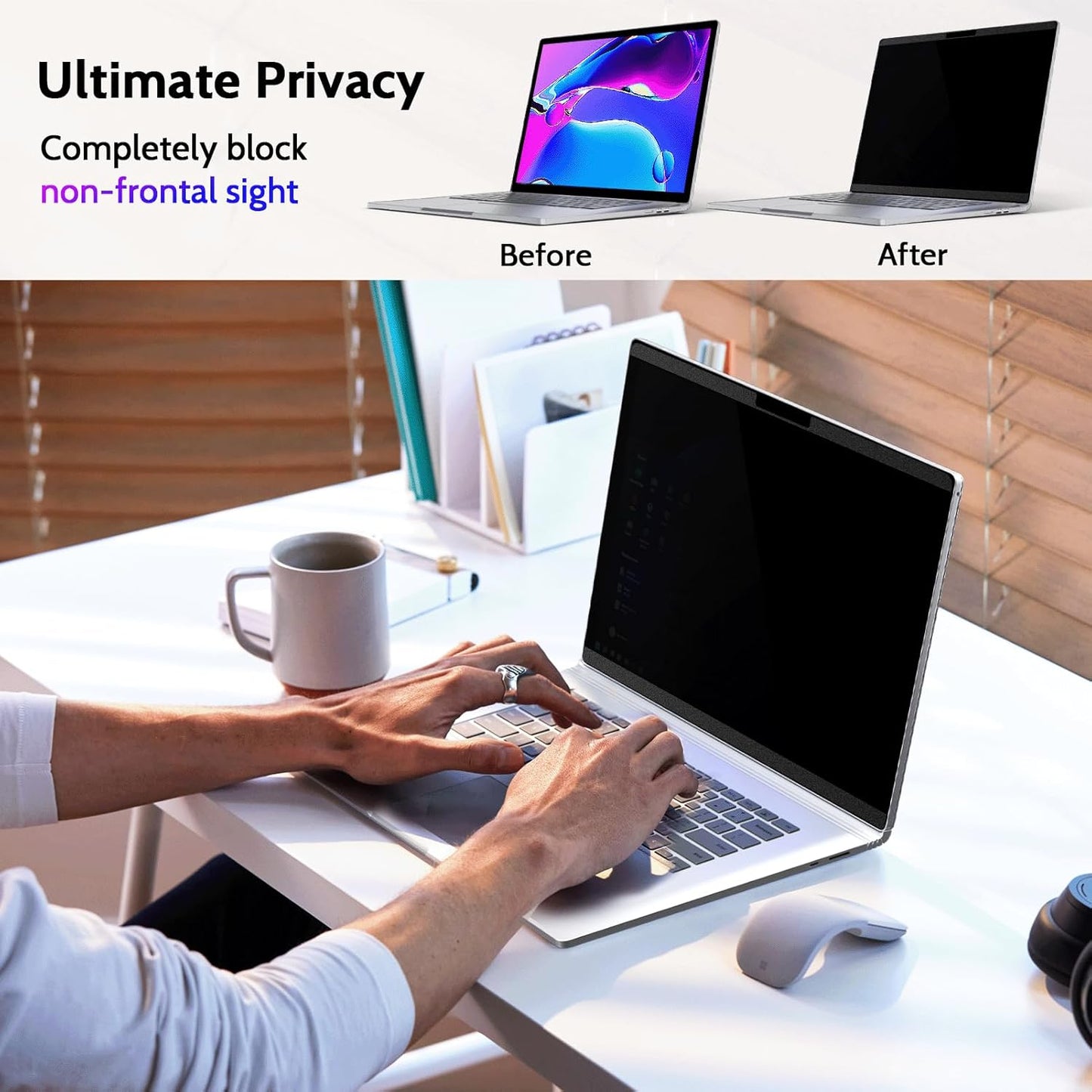 Peslv Magnetic Privacy Screen for Surface Laptop 6/5/4/3/2/1 13.5 Inch, Removable Anti Blue Light Glare Filter, Black Security Private Apy Block Protector