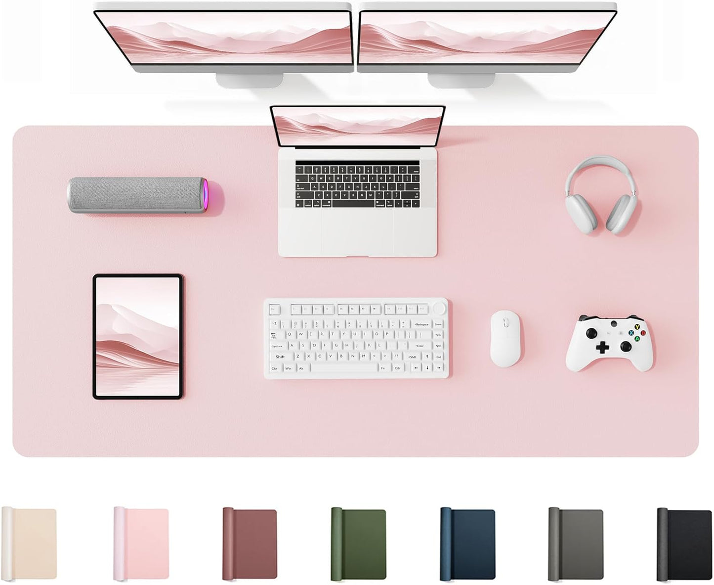 YSAGi 35.4" x 17" Large PU Leather Desk Mat for Keyboard and Mouse - Waterproof Non-Slip Desk Pad Protector for Office, Home, Writing Desk, Black