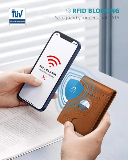 Zitahli Men's Wallets Airtag Holder Slim Rfid Leather with Gift Box