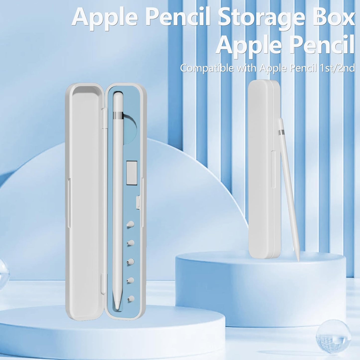 Inesore Pencil Case Compatible with Apple Pencil Pro/1st/2nd Gen/USB-C,Contain 5 Pack for Apple Pencil Tips Replacement Accessories (Purple Silicone Card Slot)