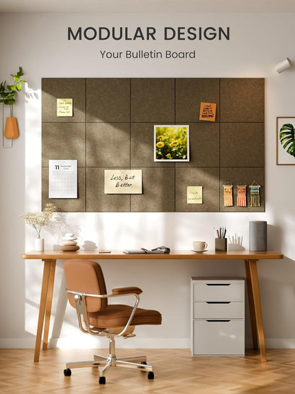 Bumusty Large Cork Board Alternative-48 x 36" Felt Bulletin Board Tiles, with 30 Pushpins, 70 Adhesive Tabs, Bold-Stripe 12-Pack, Cork Boards for Office Push Pin Board Felt Board-Carbon Blue