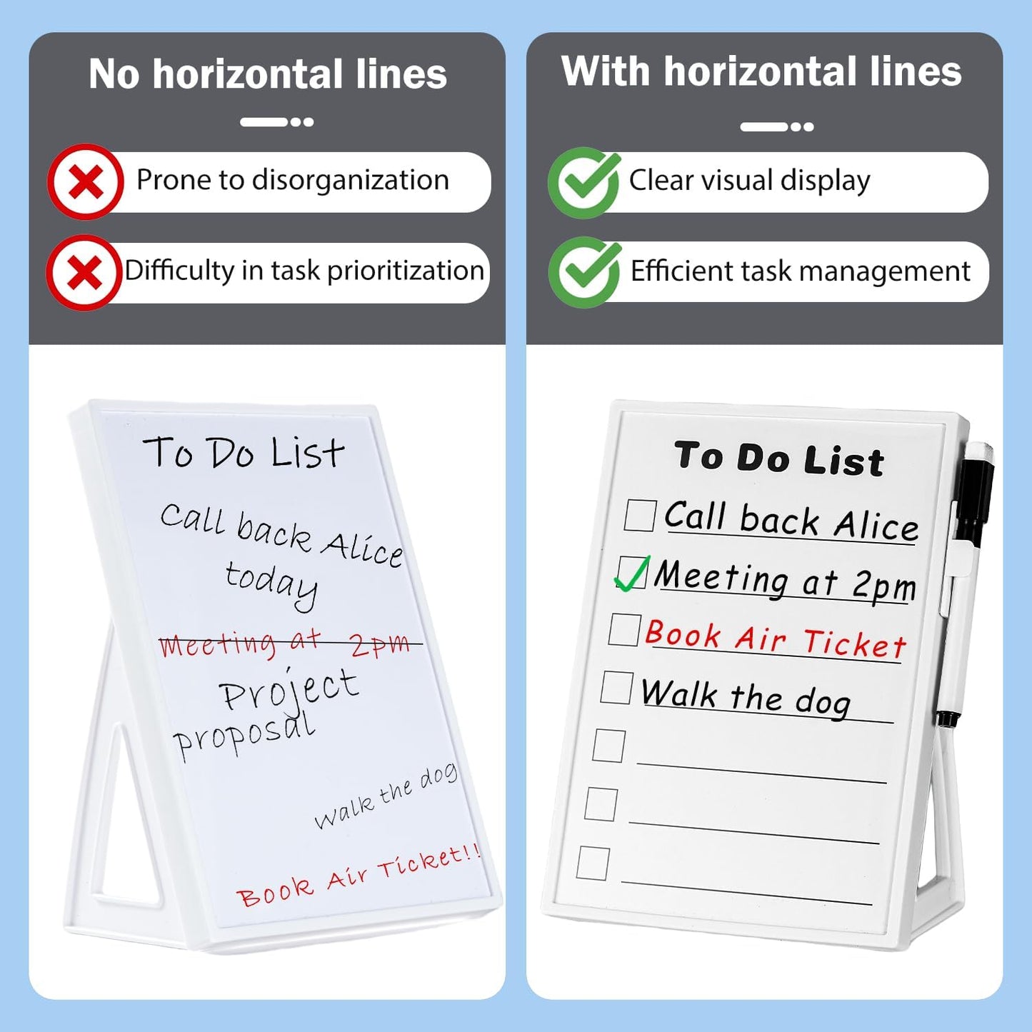 Desktop Dry Erase Board, Small Whiteboard with Stand, A5 Size 8.3 x 5.8 Inches with A Dry Erase Marker, Detachable Stand & to Do List Card (A5)