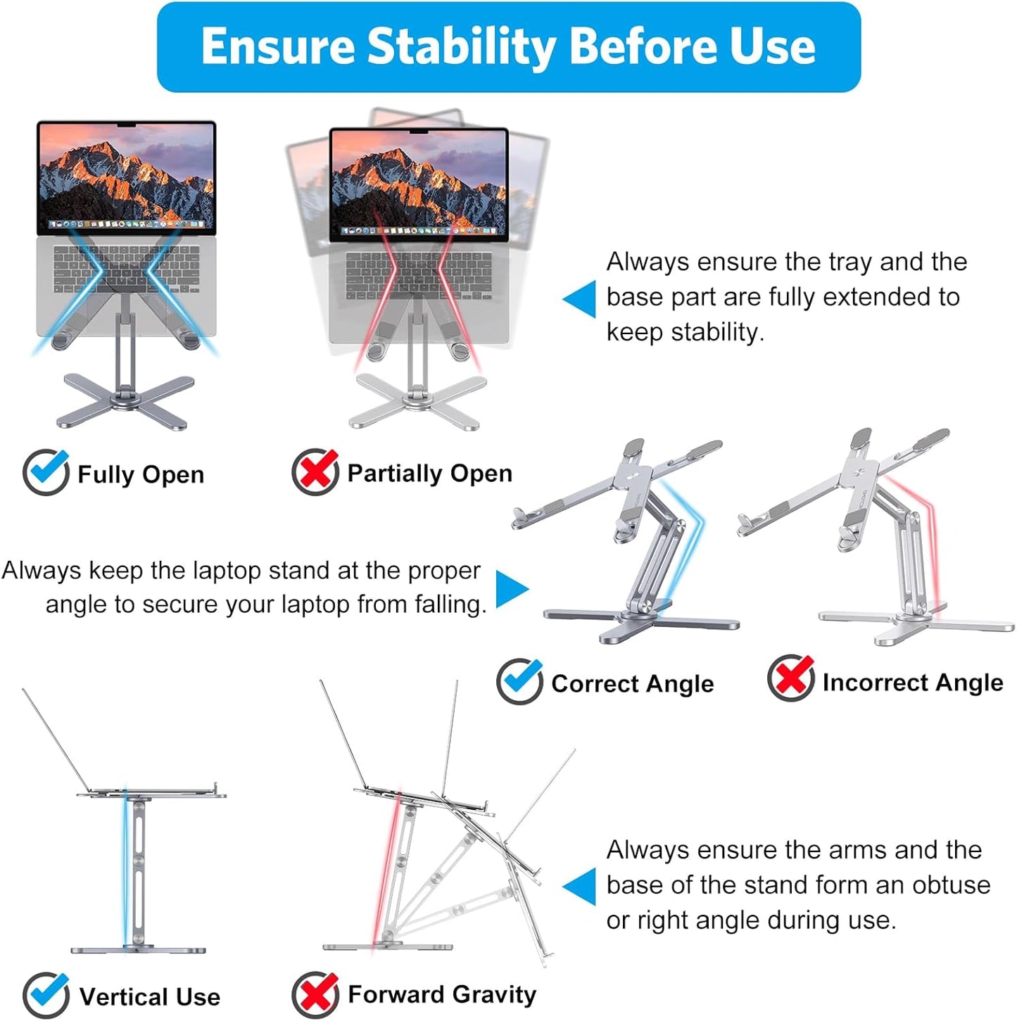OMOTON LA10 360° Rotating Laptop Stand Riser for Desk, Ergonomic Foldable Computer Stand Adjustable Height Angles for Collaborative Work, Easy Storage Fit Macbooks,All Laptops up to 16 inches, Silver
