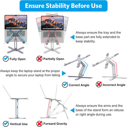 OMOTON LA10 360° Rotating Laptop Stand Riser for Desk, Ergonomic Foldable Computer Stand Adjustable Height Angles for Collaborative Work, Easy Storage Fit Macbooks,All Laptops up to 16 inches, Silver
