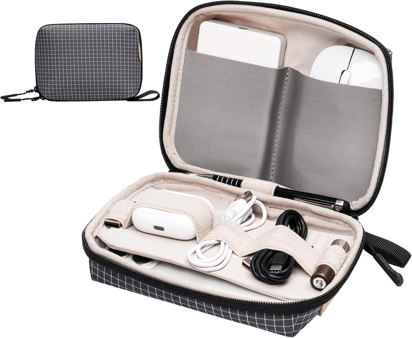 SIMTOP Small Electronics Organizer Travel Case, Portable Tech Case Pouch for Cable, Charger, Phone & Earbuds – Water-Resistant Cord Storage for Commute, Office & Business Trip – Compact Design