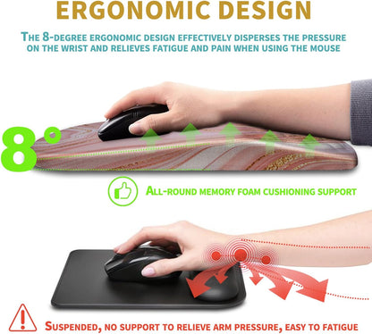 Hokafenle Ergonomic Mouse Pad Wrist Support with Massage Design, Wrist Rest Pain Relief Mousepad with Memory Foam&Non-Slip PU Base, Mouse Pads for Wireless Mouse & Desk (12x8 inch,Black)