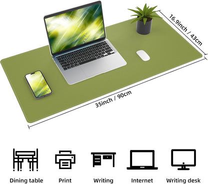 AFIING Large Desk Mat 47" x 17", Dual-Sided Natural Cork & PU Leather Desk Pad, Non-Slip Waterproof Mouse Pad for Office, Home & Gaming, Black