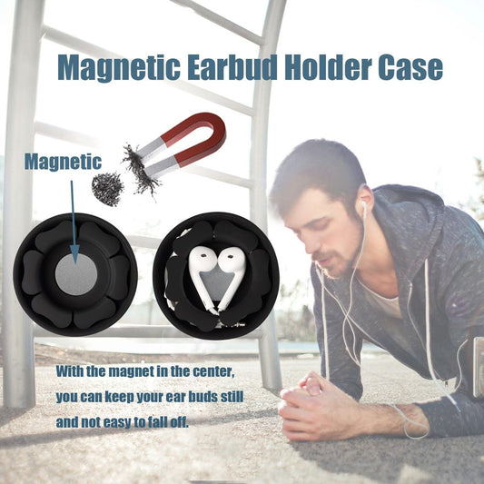 MAIRUI Wired Earbud Case 3 Pack Earphone Headphone Cord Organizer Earbuds Wrap Soft Silicone Magnetic Holder Storage Tangle Free Cable Winder(Red/Blue/Green)