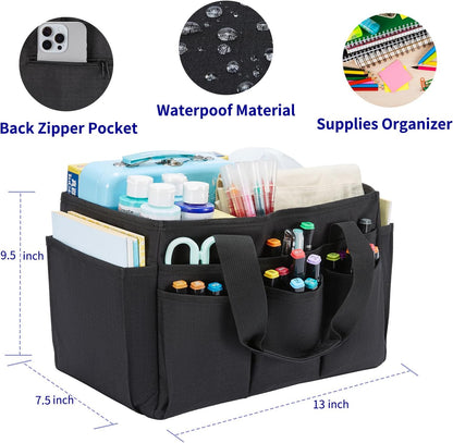 Craft Organizer Tote Bag, Art Organizer, Craft Caddy with Multiple Pockets, Storage Bag for Sewing Tools, Art Supplies, Home and Office (Cat Print)