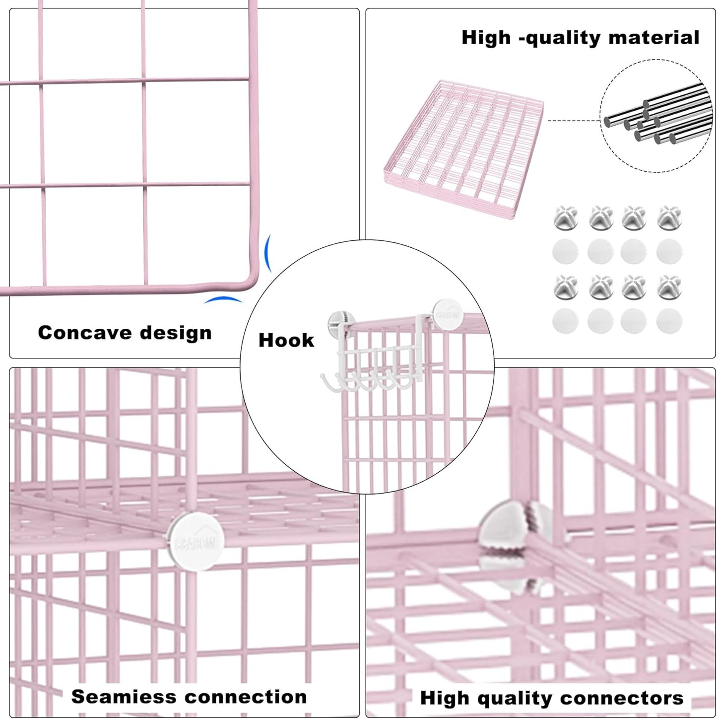 C&AHOME Wire Cube Storage, 6 - Cube Organizer Metal C Grids, Modular Shelves Units, Storage Bins Shelving, Closet Organizer, Ideal for Home, Office, Living Room, 36.6”L x 12.4”W x 36.6”H Black