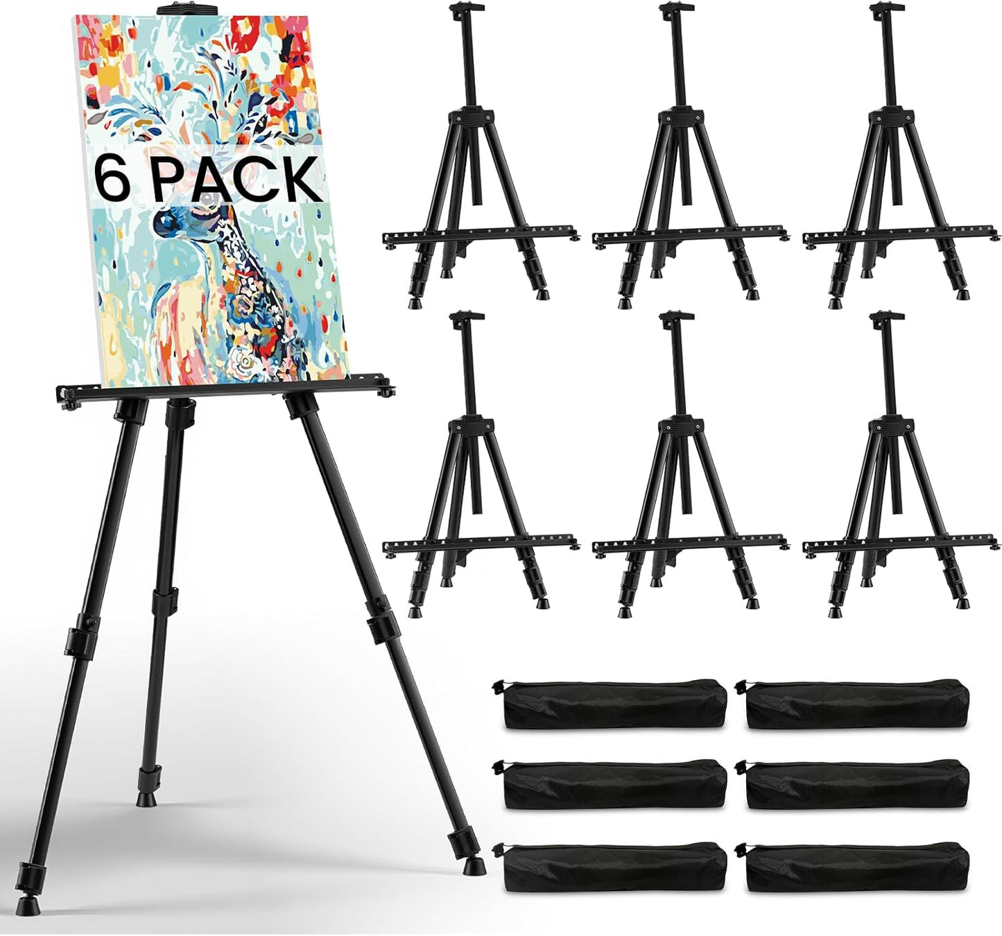 Art Easel for Painting and Display – Adjustable Floor 66 Inch Folding Metal Easel Stand for Sign - Table Top Canvas Stand - Portable Drawing Paint Heavy Duty for Artists Adults Holder or Teen