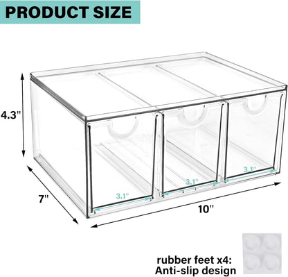 Prsildan Acrylic Drawer Makeup Organizer with 6 Drawers (Not for Baby Bottle), Set of 2 Office Desk Organizers Accessories, Clear Stackable Storage Drawers for Vanity, Craft (Largest Drawer 4" Tall)