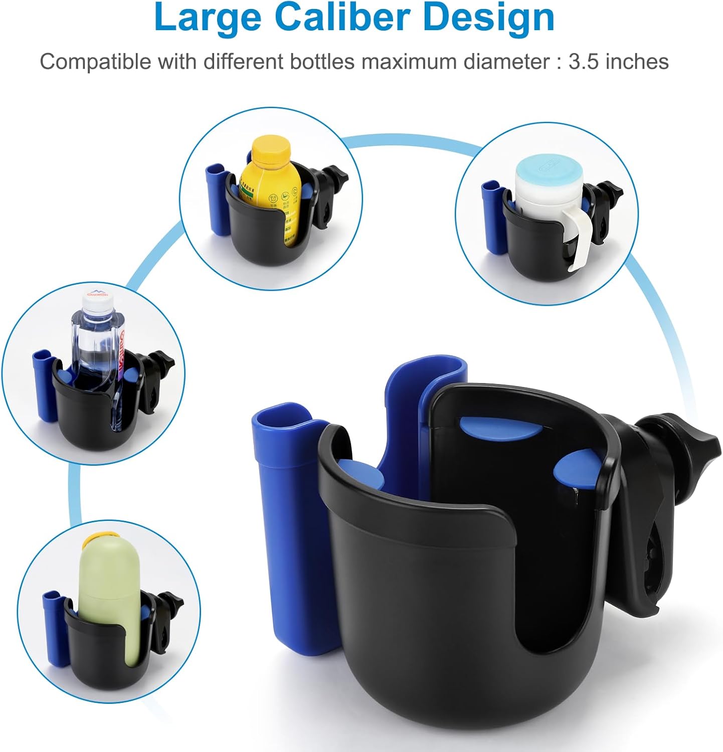 Accmor 2-in-1 Walker Cup Holder with Phone Holder, Wheelchair Cup Holder, Rollator Cup Holder, Cup Phone Holder for Walker, Wheelchair, Rollator, Mobility Scooter